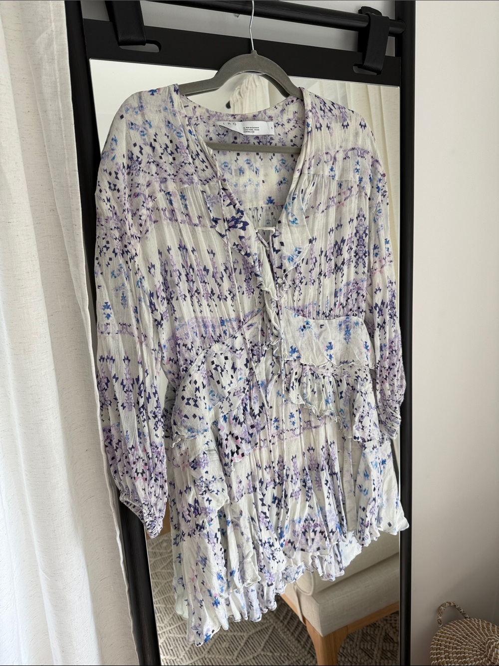 IRO Cream Tunic with Purple & Blue Floral Print